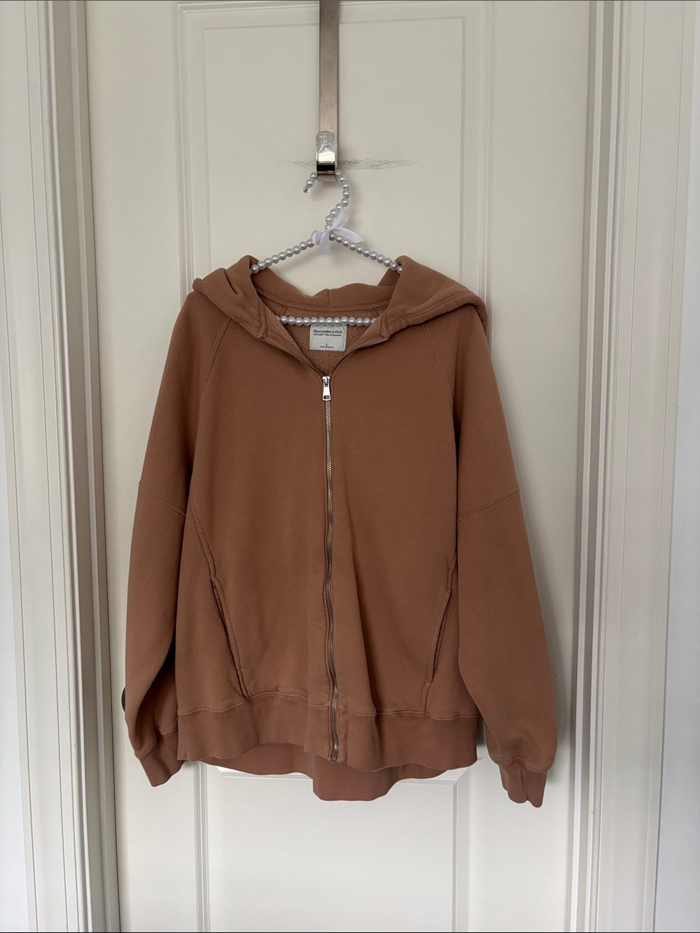 Gorgeous Abercrombie Zip Front Hoodie in Warm Chestnut Brown sz L